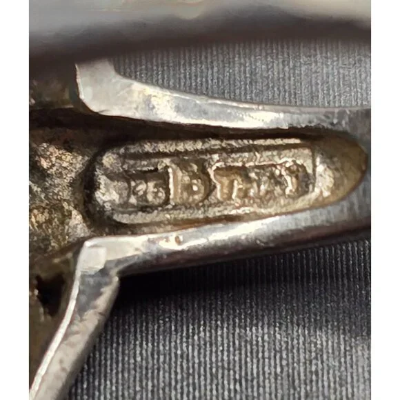 VTG 925 Sterling Silver Turquoise & Marcasite Ring Size 6.5 Signed Filigree - Picture 4 of 11